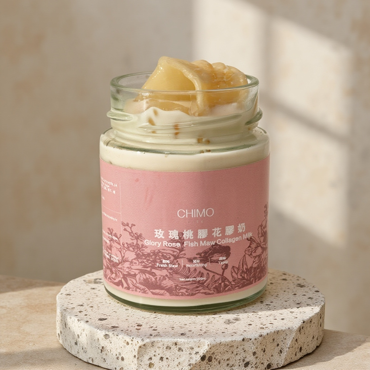 鲜炖玫瑰桃胶花胶奶｜Rose & Peach Gum Collagen Milk